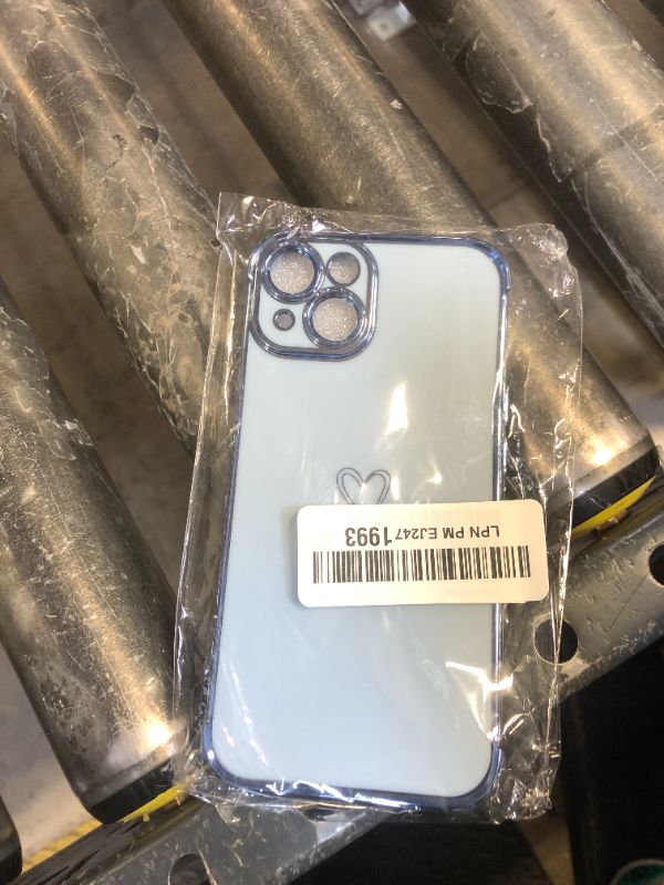 Photo 1 of ZTOFERA Designed for iPhone 14 6.1 inch Case,Cute Plating Edge Love Hearts Pattern with Camera Lens Protection Phone Cover for Girls Women,Blue
