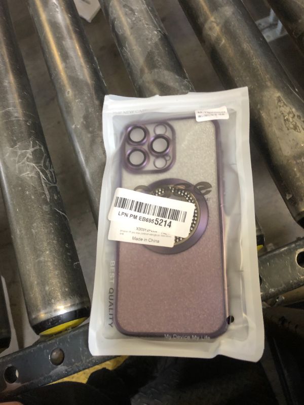 Photo 1 of Misscase for iPhone 15 Pro Max Magnetic Glitter Case Compatible with MagSafe,Full Protection Slim Shockproof Anti-Scratch Case with Camera Lens Protector Logo View Dust-Proof Net for Women Purple