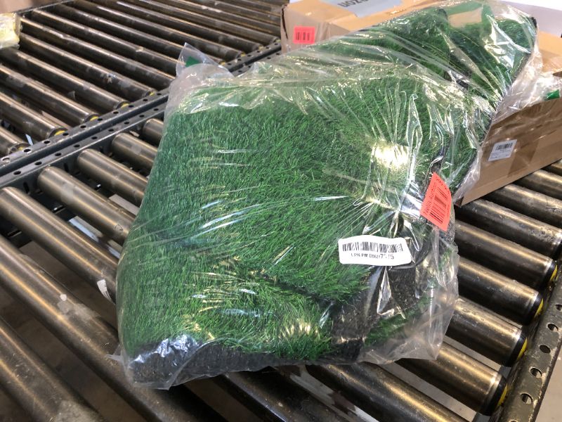 Photo 1 of XLX TURF Sqaure Artificial Grass Placemats 12 x 12 Inch Green Grass Table Centerpiece Golf Themed Party Decorations, DIY Crafts, 12 Pack