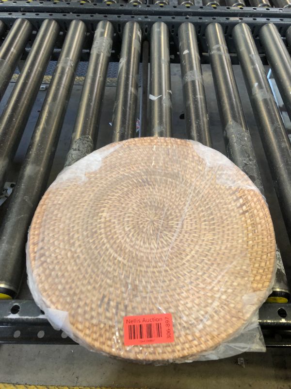 Photo 1 of 13" Natural Hand Woven Rattan Placemats for Dining Table,Decorative Heat Resistant Mats for Kitchen Coutertops,Hot Dishes,Pots and Pans,Round Diameter 35CM (Set of 2,Gold)