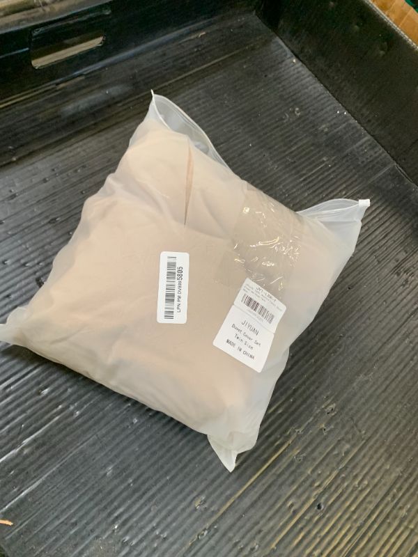 Photo 1 of JIYUAN 100% Washed Cotton Duvet Cover Set 2 Pieces Twin, 1 Duvet Cover 98x90 Inches (Comforter Not Included) and 2 Pillowcases,Linen Feel Bedding Set Comfy and Breathable,Khaki