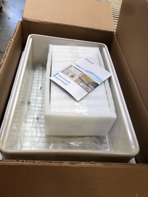 Photo 1 of 30 White Farmhouse Sink Workstation, Hugsleek Undermount Farm Kitchen Sink 30x20 inch Apron Front White Porcelain Ceramic Fireclay Sinks Ledge Accessories Single Bowl Under Counter Farmer Sinks Basin