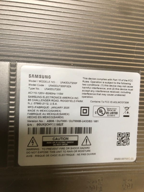 Photo 1 of SAMSUNG 43-Inch Class Crystal UHD U8000F 4K Smart TV (2025 Model) Endless Free Content, Crystal Processor 4K, MetalStream Design, Knox Security, Alexa Built-in