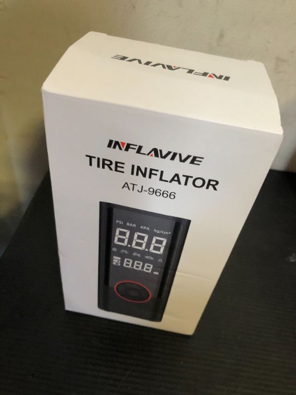 Photo 1 of Tire Inflator Portable Air Compressor, InflaVive 150 PSI Cordless Air Pump for Car Tires, Electric Bike Tire Pump with Pressure Gauge, LED Light for Car, Motorcycle, Bicycle, Ball