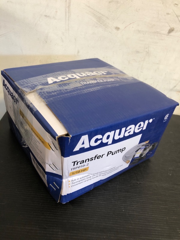 Photo 1 of Acquaer Portable Electric Utility Water Transfer Pump 115V 1/10 HP with Suction Hose Kit, Low Suction Water Removal for Water Beds, Pools, Rain Barrel, Aquariums
