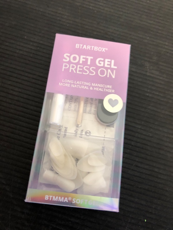 Photo 1 of BTArtbox White Press On Nails Short - Soft Gel Press on Nails Almond, White Glue on Nails with Nail Glue, Reusable Stick on Nails in 16 Sizes, Cream Puff