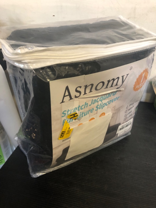Photo 1 of Asnomy Couch Covers for 3 Cushion Couch Stretch Sofa Covers Slipcovers, Pet Protector Furniture Covers for Dogs Cats Spandex Jacquard Fabric Small Checks ?X-Large? Black?
