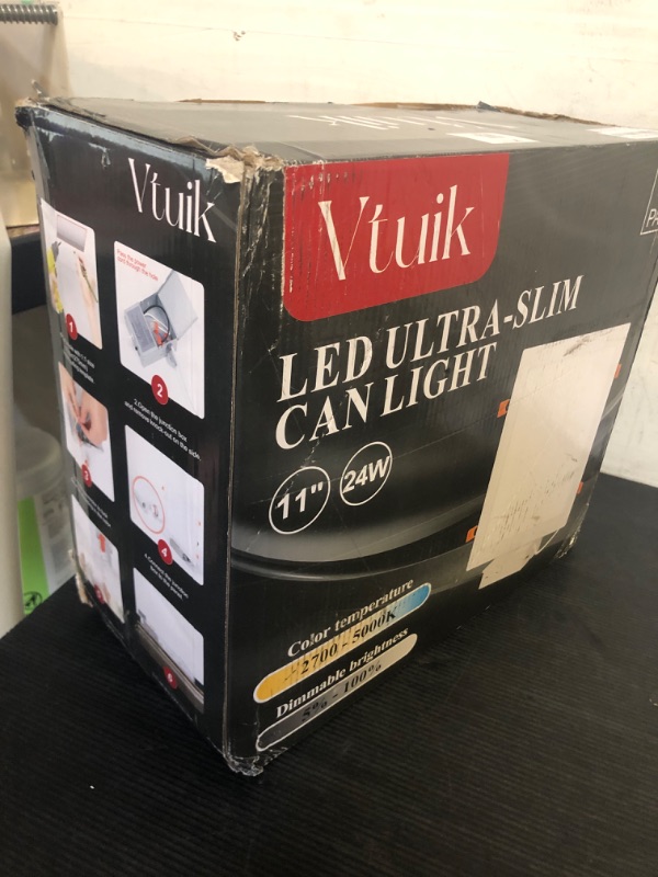 Photo 1 of Vtuik 11 Inch Square LED Recessed Ceiling Light, Dimmable Canless Wafer Downlight, Damp-Rated for Bathroom Basement Kitchen, Ultra Thin with Junction Box, 5CCT 2700K 3000K 3500K 4000K 5000K, 4 Pack