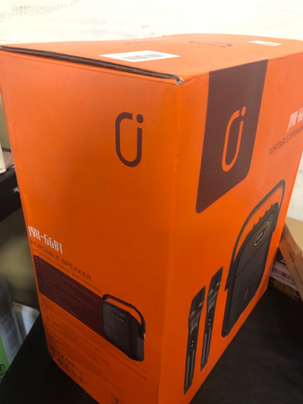 Photo 1 of JYX Karaoke Machine with 2 Wireless Microphones, Portable Bluetooth Speaker PA System with Shoulder Strap, Subwoofer Support TWS, USB, Radio, AUX, REC, Bass&Treble for Home Party/Meeting/Adults/Kids
