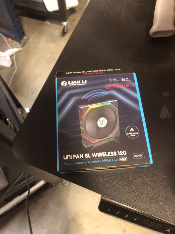 Photo 1 of Lian Li UNI Fan SL - Wireless 120 - Single Pack (Reverse Blade) ARGB Fan - Controller Not Included - 2.4 GHz Wireless Signal for RGB & Fan Control - Controller Required - Black (12RSL1W1B)