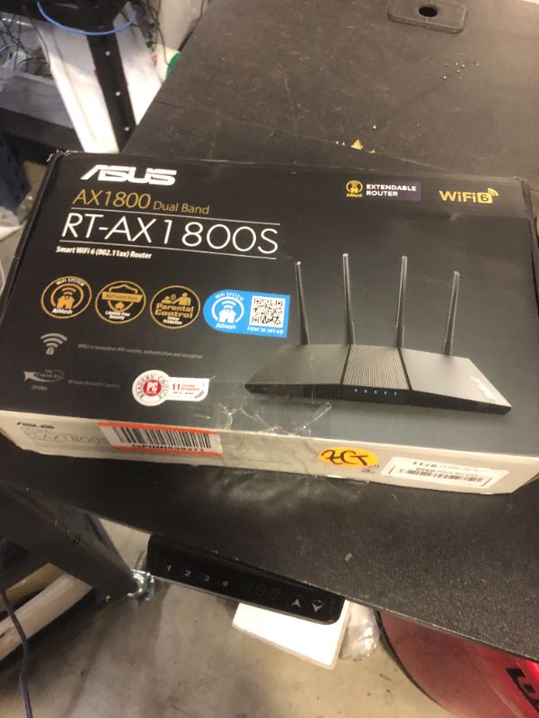 Photo 1 of ASUS RT-AX1800S Dual Band WiFi 6 Extendable Router, Subscription-Free Network Security, Parental Control, Built-in VPN, AiMesh Compatible, Gaming & Streaming, Smart Home