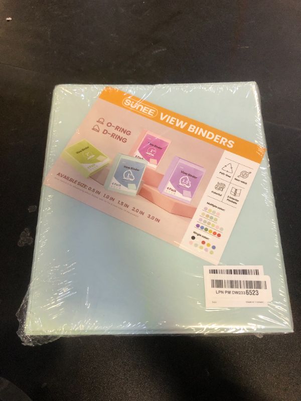 Photo 1 of SUNEE 3 Ring Binder 1 Inch 2 Pack, Clear View Binder Three Ring PVC-Free (Fit 8.5x11 Inches) for School Binder or Office Binder Supplies, Blue Binder