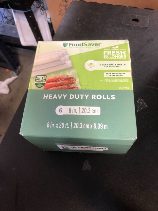 Photo 1 of FoodSaver Heavy-Duty Vacuum Seal 8 x 20' Roll, 6-Pack, Ideal for Food Storage and Sous Vide Cooking
