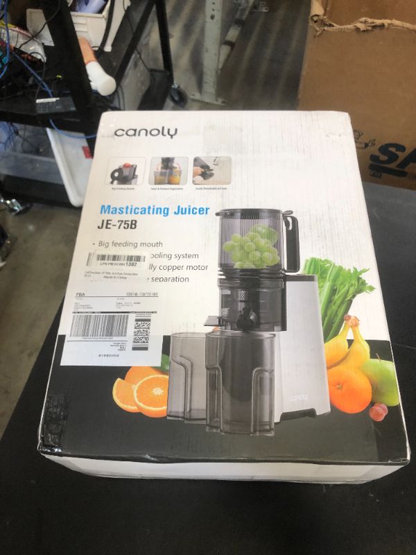 Photo 1 of Cold Press Juicer, 5.8" Wide Feed Chute Juice Extractor Machine with 400W, High Juice Yield, Slow Masticating Juicer for Whole Vegetables & Fruits, Metallic Silver
