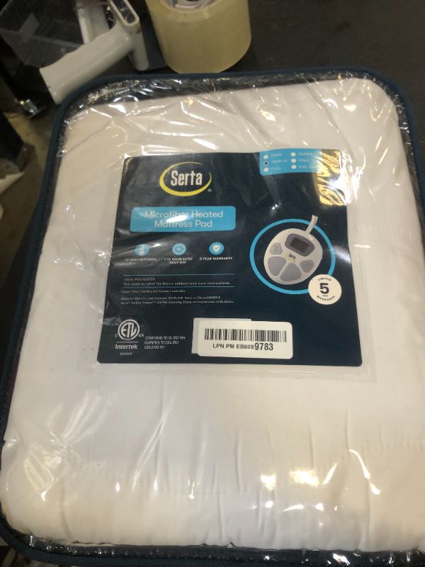 Photo 1 of Serta Heated Mattress Pad Twin XL - Deep Pocket, 10 Heat Settings, Auto Shut Off, ETL Certified, Machine Washable, White
