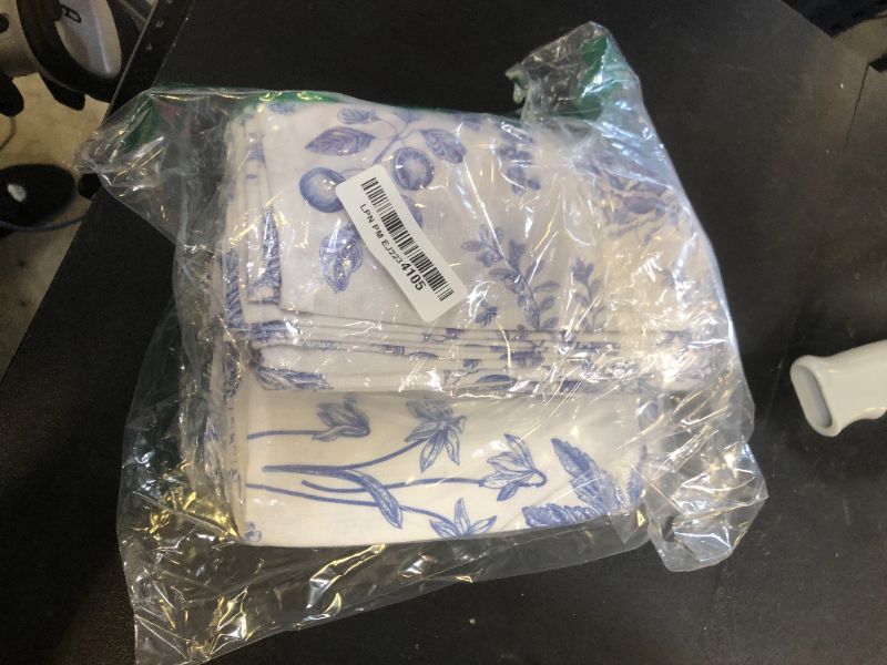 Photo 1 of VitalCozy Cloth Napkins 15 x 15 Inch Plants Butterfly Soft Reusable Napkin Country French Cotton Dinner Towel Decorative Washable Towels for Spring Summer Fall Party(Blue White Flower,24 Pcs)