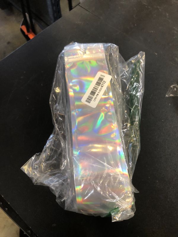Photo 1 of FUNFERY 100 Pack Holographic Bags Clear Window Resealable Bags for Candy Party Favor, Mylar Zipper Bag Stripping Foil Pouch Packaging Bag for Pen,Jewelry,Brushes Small Business Supplies(2.7x9in)