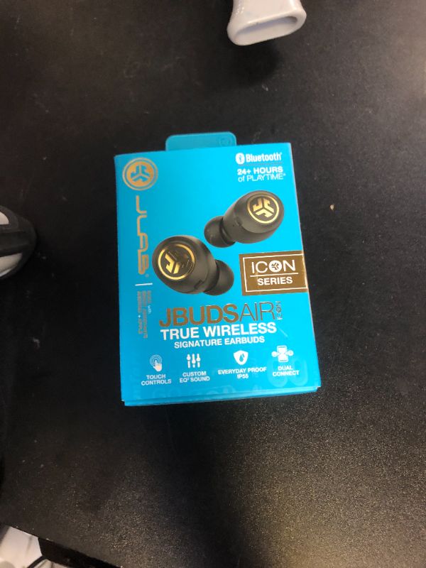 Photo 1 of JLab JBuds Air Icon True Wireless Signature Bluetooth Earbuds + Charging Case, Black & Gold, IP55 Sweat Resistance, Bluetooth 5.0 Connection, Stereo Phone Calls, 3 EQ Sound Settings