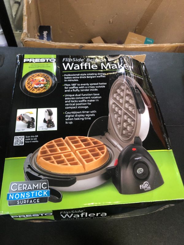 Photo 1 of Presto Ceramic Flipside Belgian Waffle Maker, 7 inches (Pack of 1), BlackGray