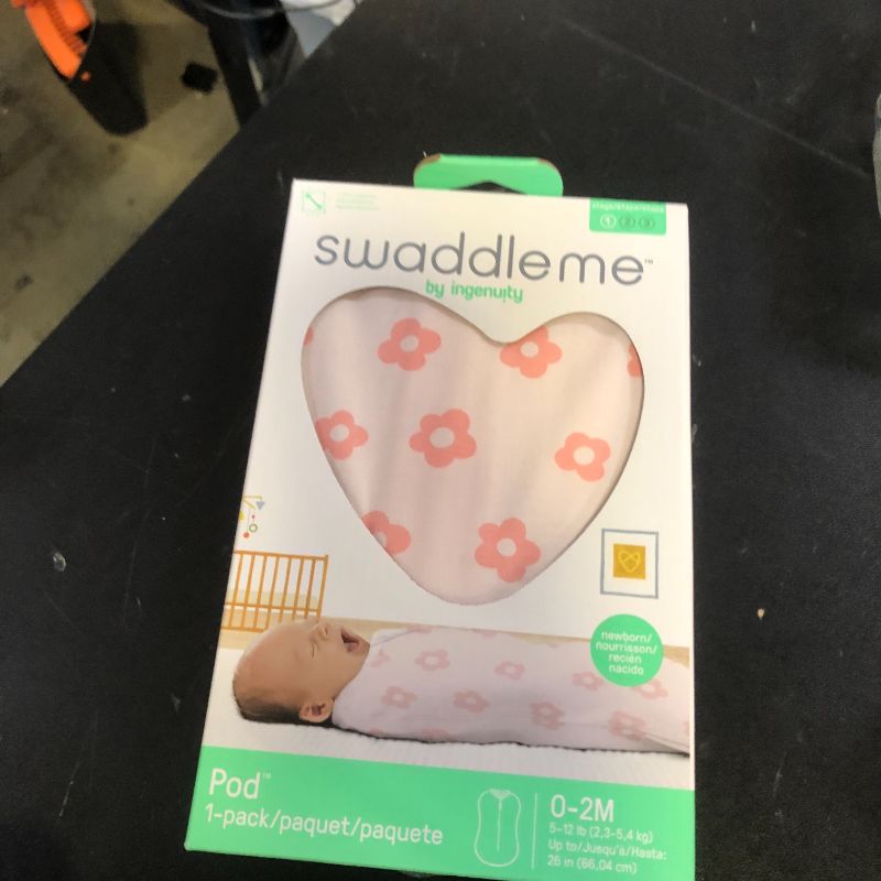 Photo 1 of SwaddleMe by Ingenuity Compression Baby Swaddle Pod, Two-Way Zipper for Easy Diaper Changes, Improves Sleep & Calms Startle Reflex, 0-2 Months, 1.0 TOG, 1-Pack - Flower Confetti