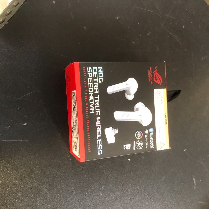 Photo 1 of ASUS ROG Cetra True Wireless Gaming Headphones (2.4 GHz & Bluetooth 5.3, ROG SpeedNova, 24-bit 96 kHz Audio, Bone-Conduction AI Microphones, Adaptive ANC, 46-Hour Battery Life)- Moonlight White