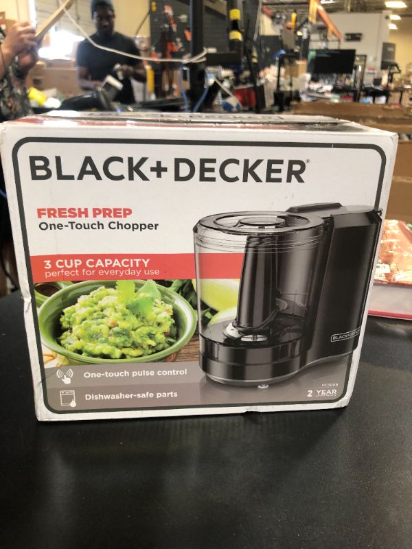 Photo 1 of BLACK+DECKER 3-Cup Electric Food Chopper, HC300B, One Touch Pulse, 175W Motor, Stay-Sharp Blade, Dishwasher Safe