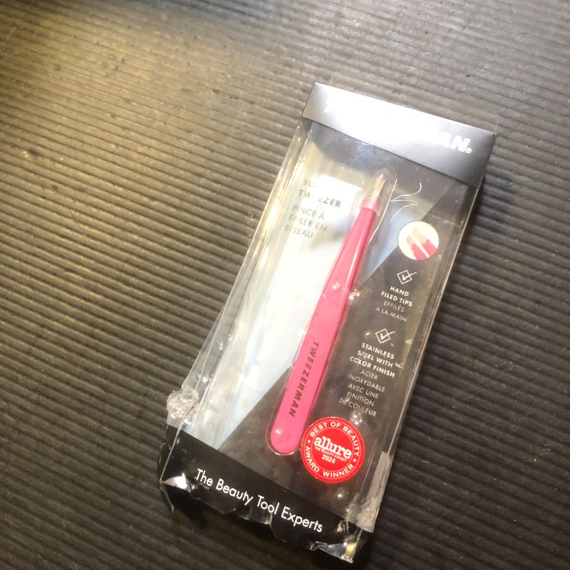 Photo 1 of Tweezerman Stainless Steel Slant Tweezer - Eyebrow Tweezers for Women and Men (Neon Pink)