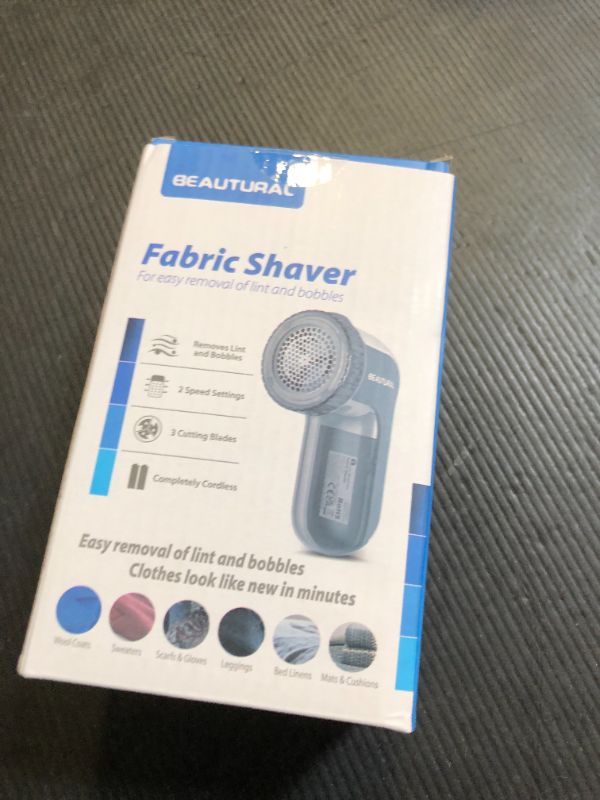 Photo 1 of BEAUTURAL Fabric Shaver and Lint Remover, Sweater Defuzzer with 2-Speeds, 2 Replaceable Stainless Steel Blades, Battery Operated, Remove Clothes Fuzz, Lint Balls, Pills, Bobbles Gray