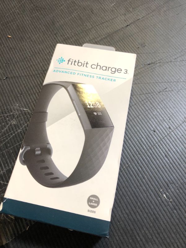 Photo 1 of Fitbit Charge 3 Fitness Activity Tracker, Graphite/Black, One Size (S and L Bands Included)