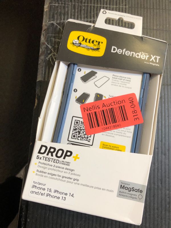 Photo 1 of OtterBox iPhone 16e, 15, 14, & 13 Defender Series XT Case - Baby Blue Jeans (Blue), screenless, Rugged, Snaps to MagSafe, Lanyard Attachment