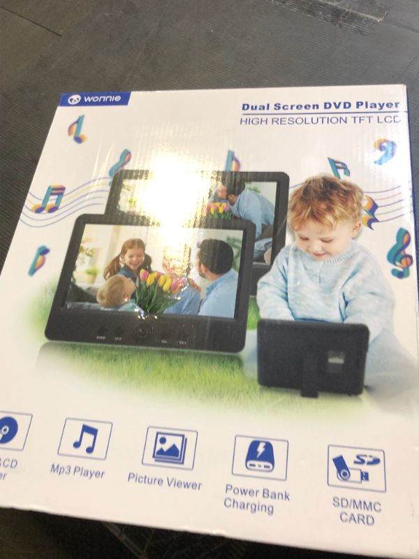 Photo 1 of WONNIE 10.5" Two Car DVD Players Portable Dual Screen Headrest Video Player, Play a Same or Two Different Movies with 5-Hour Rechargeable Battery,2 AC Adapters,2 Mounting Brackets,Support USB/SD Card