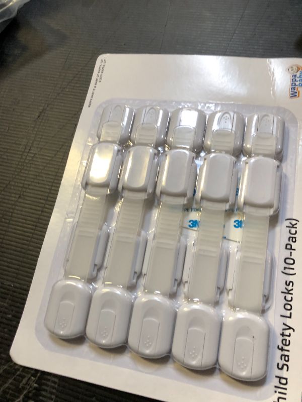 Photo 1 of Child Safety Strap Locks (10 Pack) Baby Locks for Cabinets and Drawers, Toilet, Fridge & More. 3M Adhesive Pads. Easy Installation, No Drilling Required, White