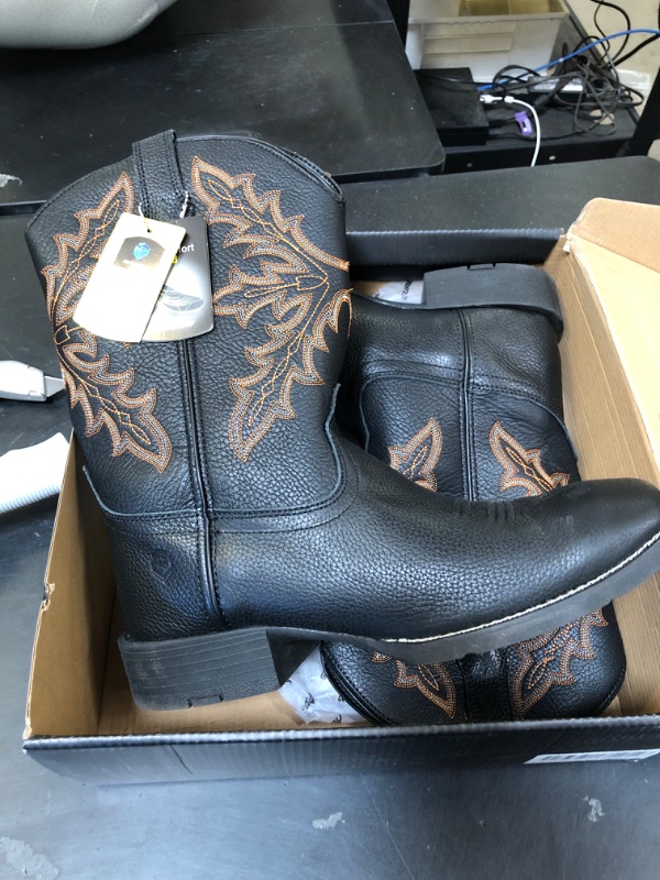 Photo 1 of SUREWAY Western Boots For Men - Mens Square Toe Cowboy Boot,Oil/Slip Resistant,Durable Fashionable Classic Pull on 10 Inch Boots Mid Calf Wellington Boots SIZE 11