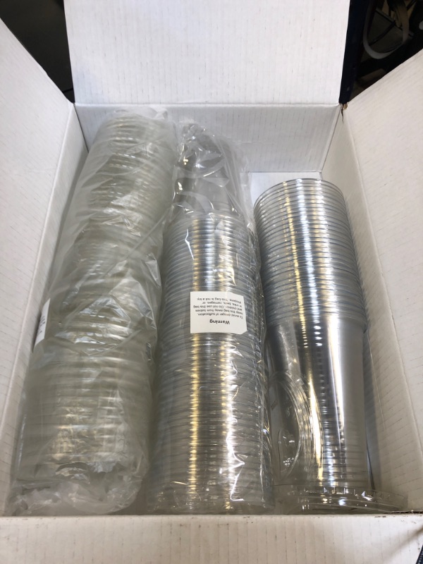 Photo 1 of Dealusy 100 Pack - 20 oz Clear Plastic Cups with Lids, Sturdy & Food Safe Iced Coffee Cups with lids, Disposable Plastic Smoothie Cups for Cold Drinks, Sip Lids