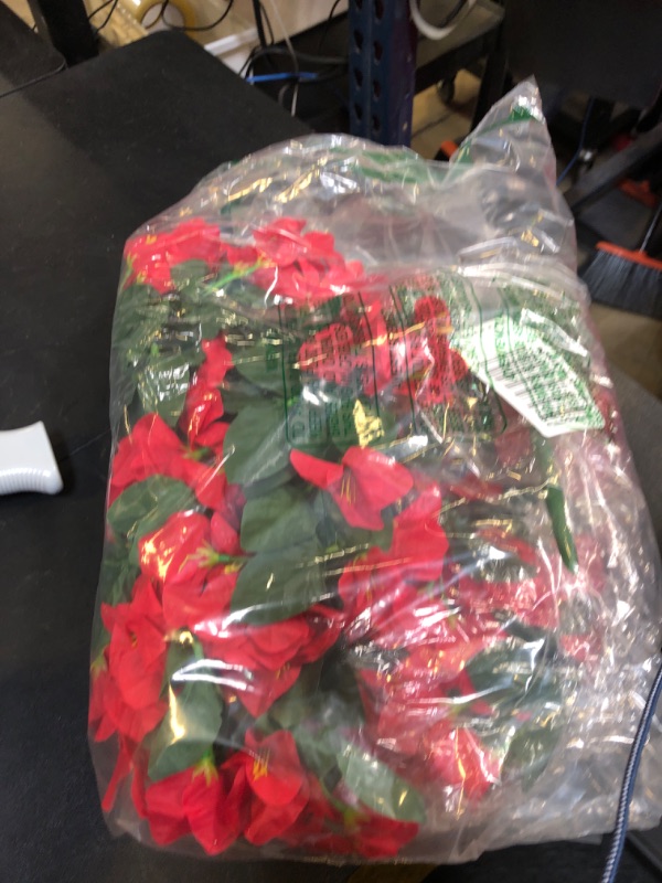 Photo 1 of Artificial Faux Bougainvillea Flowers Plants for Outdoor Outside Summer Decoration, 2 PCS Fake Silk UV Resistant Look Real Long Trailing Vines for Front Door Porch Planter Urn Patio Balcony, Red