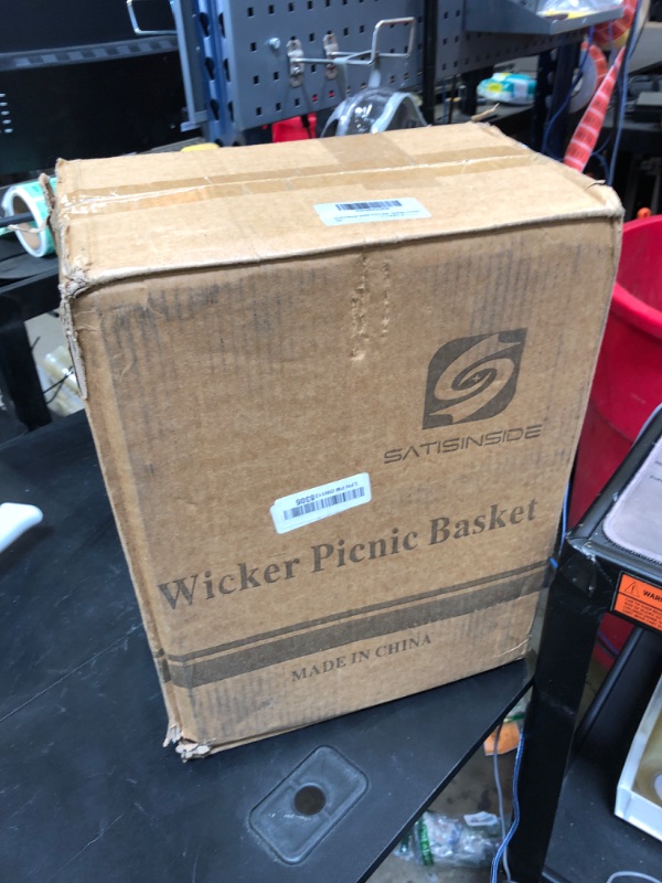 Photo 1 of Mutifunctional Wicker Picnic Basket Set for 2 with Blanket and Picnic Table, Insulated Picnic Set with Full Tablewares for Camping Outdoor Couples, Flowers