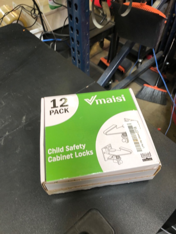 Photo 1 of 12 Pack Cabinet Locks Child Safety Latches - Vmaisi Baby Proofing Cabinets Drawer Lock with Adhesive Easy Installation - No Drilling or Extra Screws (White)