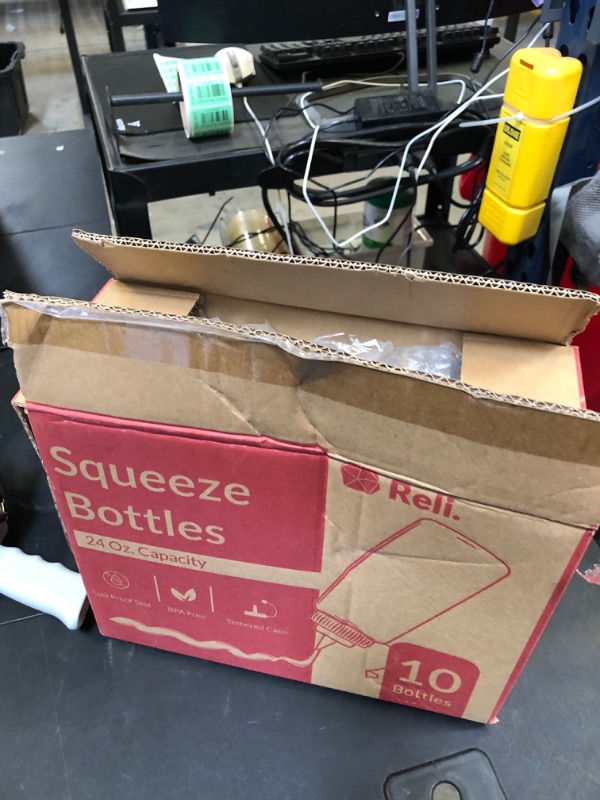 Photo 1 of Reli. Plastic Squeeze Bottles, 24 oz. | 10 Pack | Condiment Squeeze Bottles for Sauces | Clear w/Tethered Caps | 24 Ounce Hot Sauce, Ketchup | Condiments, Olive Oil, Liquids