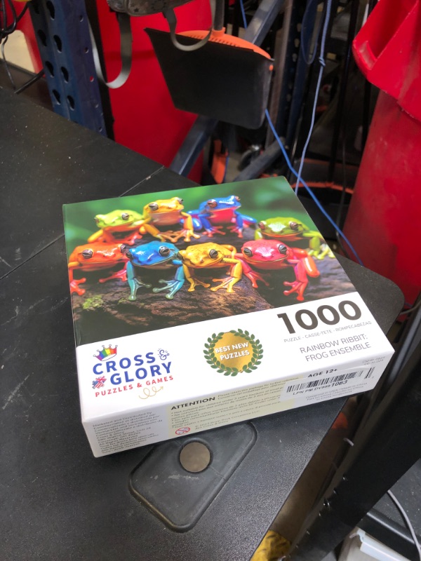 Photo 1 of Cross & Glory - Rainbow Ribbit: Frog Ensemble - 1000 Piece Jigsaw Puzzle for Adults | Vibrant Puzzle | Premium Quality | Unique Artwork
