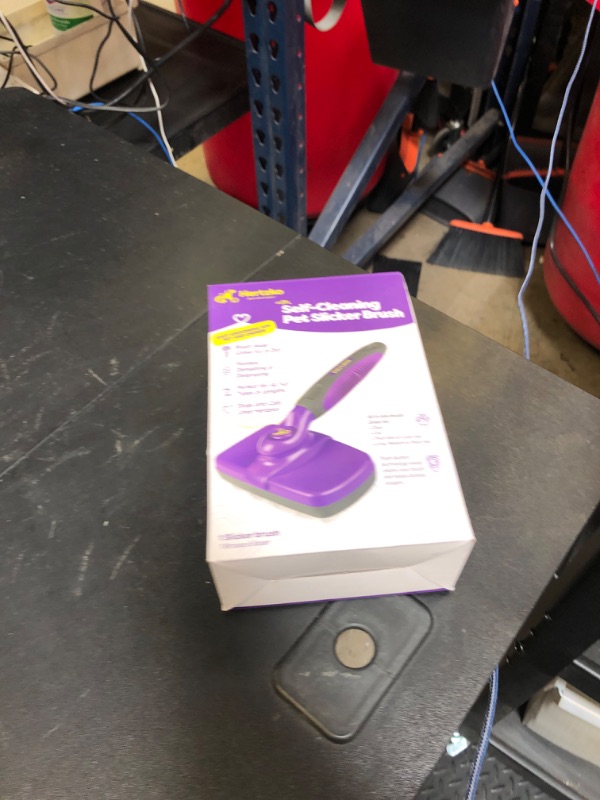 Photo 1 of Hertzko Self Cleaning Slicker Brush for Dogs and Cats - Pet Hair Brush for Shedding Long and Short Hair - Easy Clean Retractable Bristles - Cat and Dog Grooming Tool - Purple