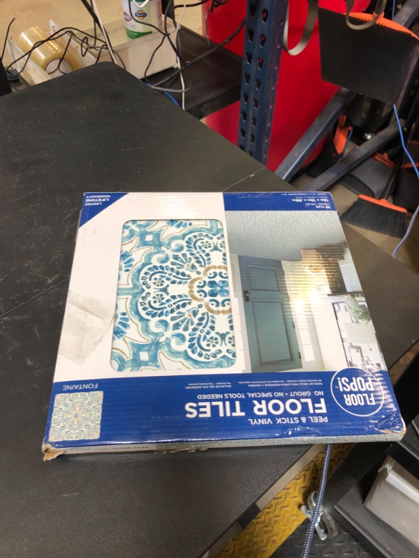 Photo 1 of FloorPops FP2477 Fontaine Peel & Stick Floor Tiles, Blue