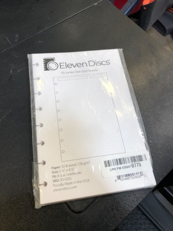 Photo 1 of Eleven Discs Discbound Paper, Junior Size Dot Grid Sheets - Premium 120gsm Heavyweight Notebook & Planner Refills - 8 Discs, 5.5 x 8.5 in - Punched for Circa, Arc, TUL (50 Sheets)