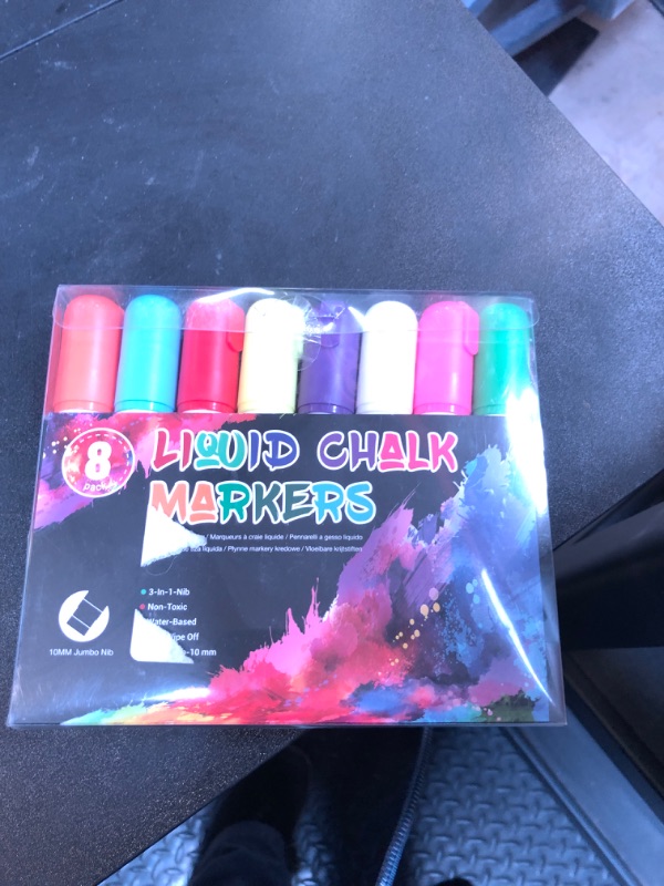 Photo 1 of Window Chalk Markers for Cars Washable: 8 Colors Jumbo Liquid Chalk Marker with 10mm Thick Tips, Big Chalkboard Markers, Car Window Paint Markers Pen for Glass, Auto, Bistro, Mirror, Poster, Business