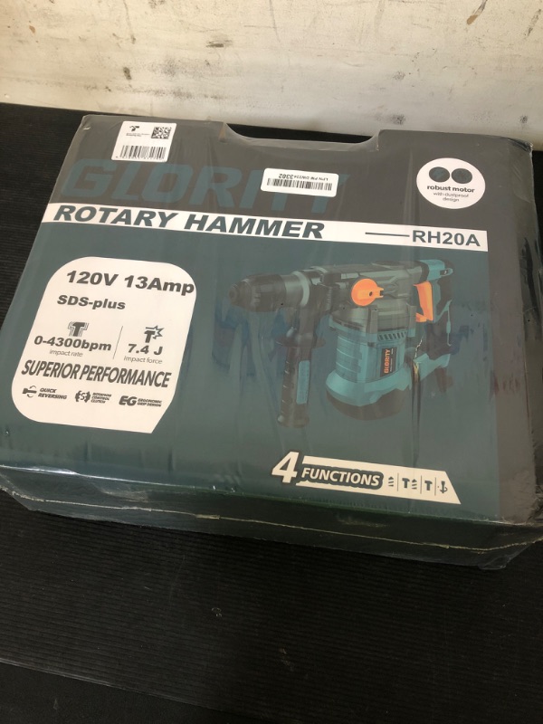 Photo 1 of GLORITY 1-1/4 Inch SDS-Plus 13 Amp Heavy Duty Rotary Hammer Drill with Safety Clutch 4 Functions and Variable Speed, Including Chisels and Drill Bits
