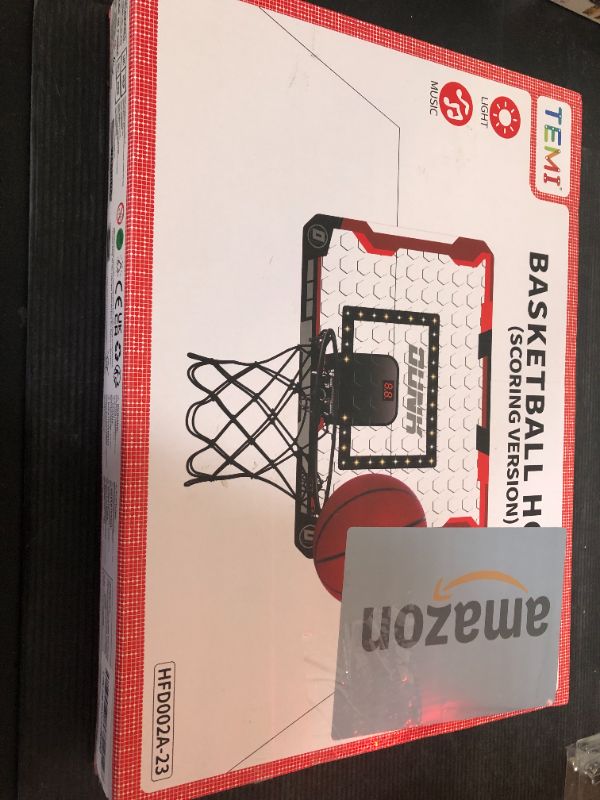 Photo 1 of TEMI Basketball Hoop Indoor, LED Light Mini Basketball Hoop with 4 Balls & Electronic Scoreboard, Over The Door Basketball Hoop, Basketball Gifts for 5 6 7 8 9 10 11 12 Year Old Boys Girls Kids Teen