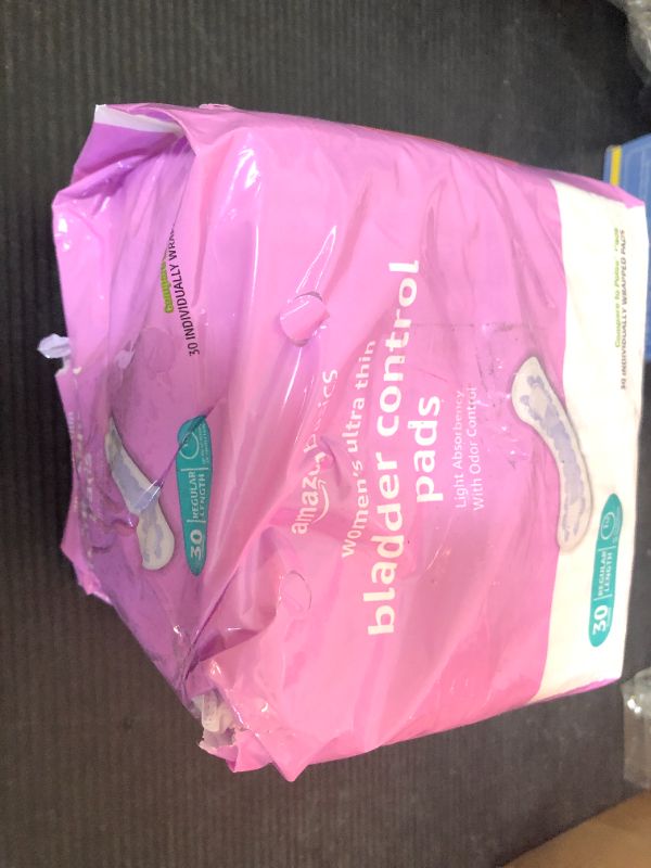 Photo 1 of Amazon Basics Women's Incontinence Pads, Bladder Control & Postpartum, Light Absorbency, Unscented, 30 Count, (1 Pack of 30)