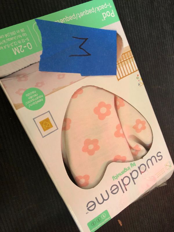 Photo 1 of  M==SwaddleMe by Ingenuity Compression Baby Swaddle Pod, Two-Way Zipper for Easy Diaper Changes, Improves Sleep & Calms Startle Reflex, 0-2 Months, 1.0 TOG, 1-Pack - Flower Confetti