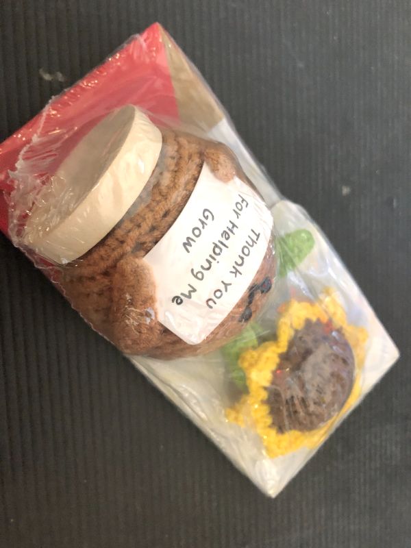 Photo 1 of Gossby Handmade Positive Sunflower Doll Crochet with Card - Thank You for Helping Me Grow - Teacher Appreciation Gift from Student - Christmas, Birthday, Graduation, Thank You Gift for Teacher