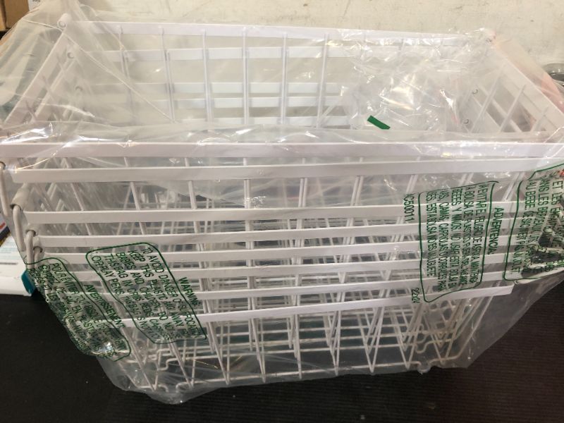 Photo 1 of iSPECLE Deep Freezer Organizer Bins - 4 Pack Stackable Small Freezer Organizer Bins for 5 to 9 Cu.FT Small Chest Freezer Sort Frozen Food Easy to Get Food from Bottom without Digging in Freezer, White 