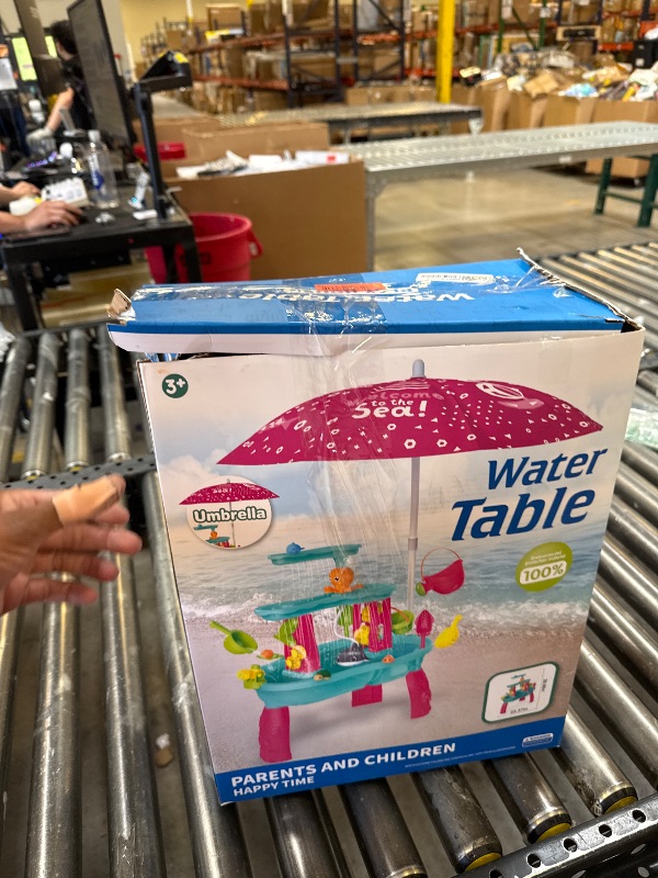 Photo 1 of VATOS Sand Water Table Toys for Toddlers Kids - with Water Pumb & Umbrella 3-Tier Kids Splash Table, Water Play Toys for Outside Outdoor Backyard, Toddler Sand Sensory Table for Boys Girls